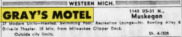 Northside Motel (Rodeway Inn, Grays Motel) - Sep 1961 Ad (newer photo)